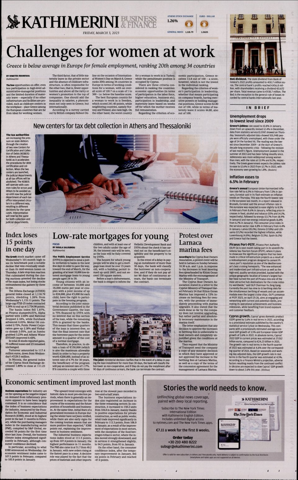 Οπισθόφυλλο Εφημερίδας - INTERNATIONAL NEW YORK TIMES_KATHIMERINI - 2023-03-03