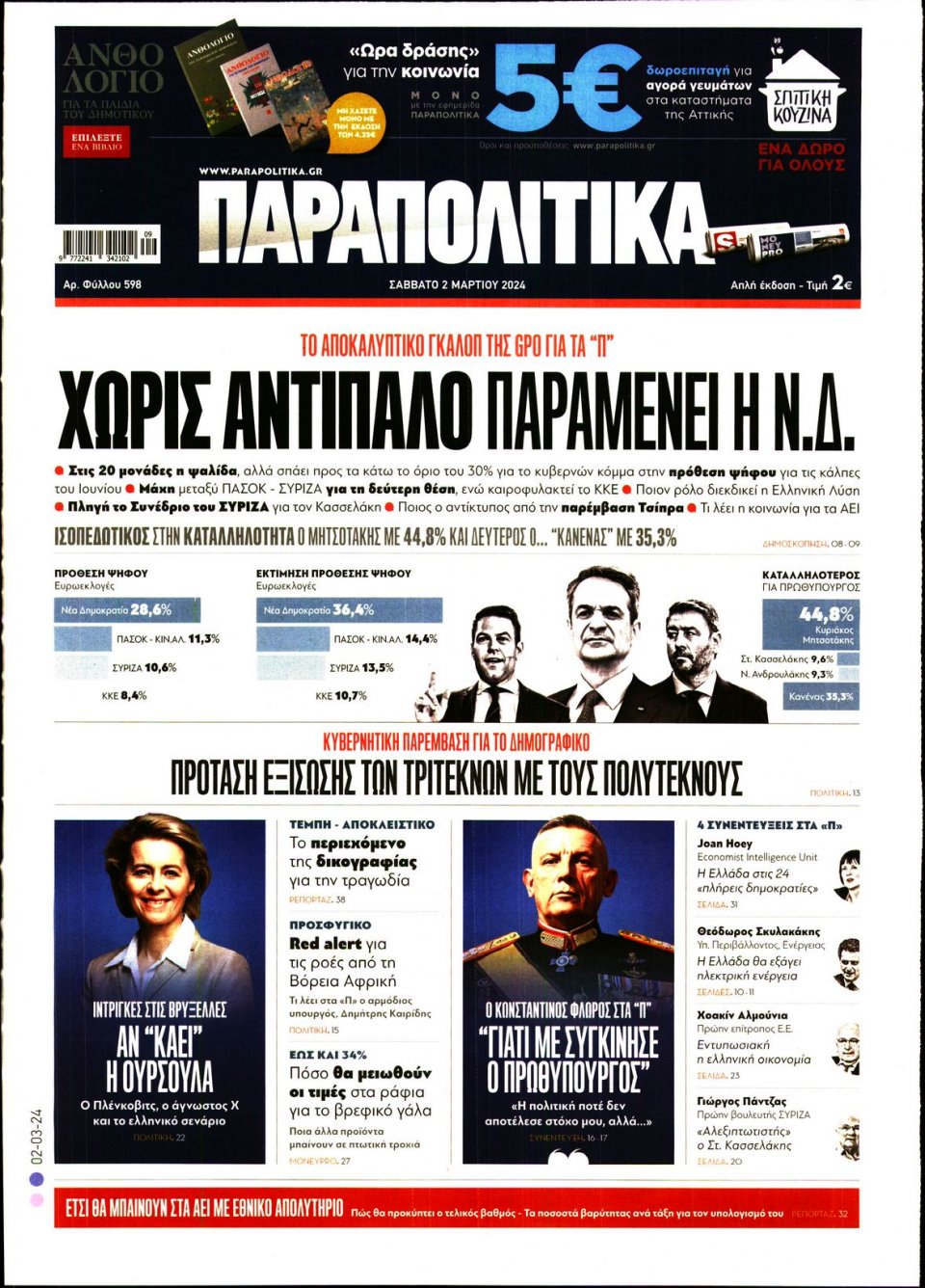 Πρωτοσέλιδο Εφημερίδας - Παραπολιτικά - 2024-03-02